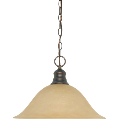 Nuvo Lighting 60/1276  1 Light 16" Pendant with Champagne Linen Washed Glass in Mahogany Bronze Finish